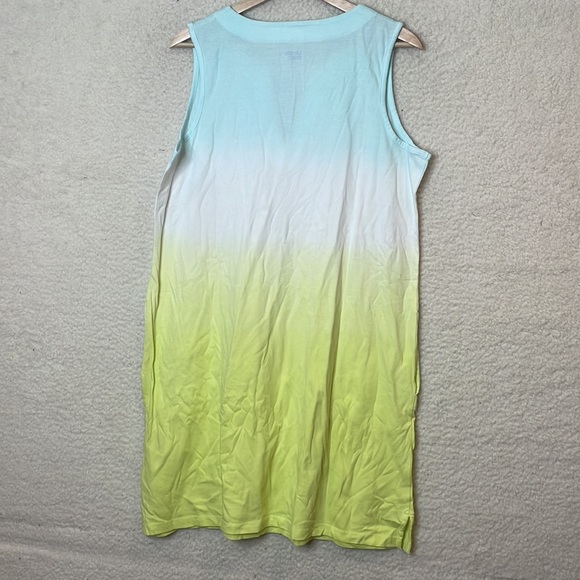 NWT Lands End Womens Lemon Lime Aqua Ombre Cotton Jersey Swim Coverup S SMALL - Picture 6 of 8